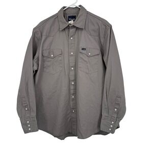 Wrangler Mens Western Snap Shirt Grey Cotton Twill Long Sleeve XL Flaws 90s Y2K